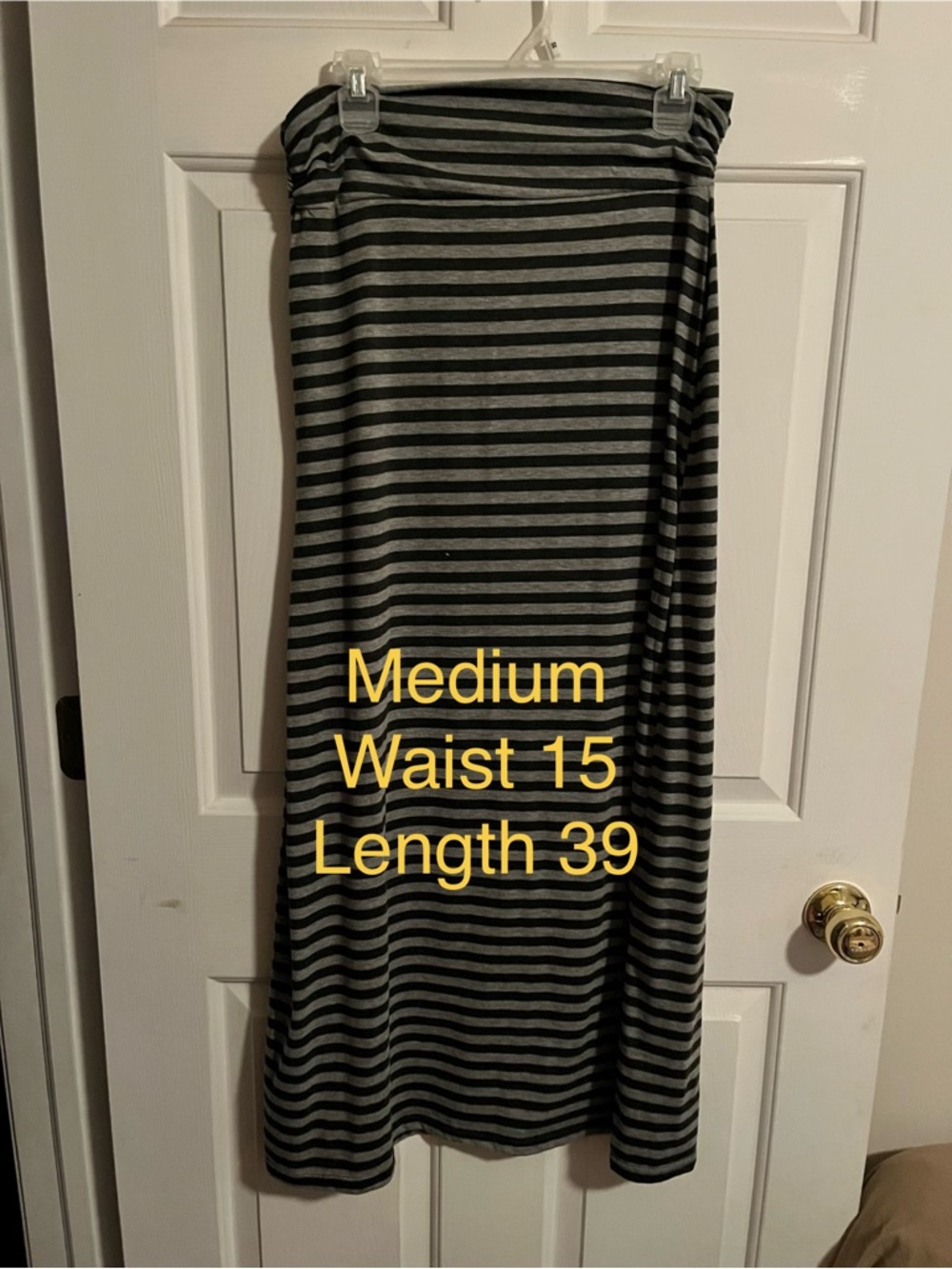 Striped Black and Gray Maxi Skirt - Medium